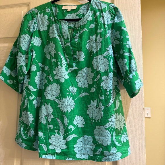 Sugarlips Waterlilly Floral Balloon Sleeve Top- Size L - Picture 1 of 1